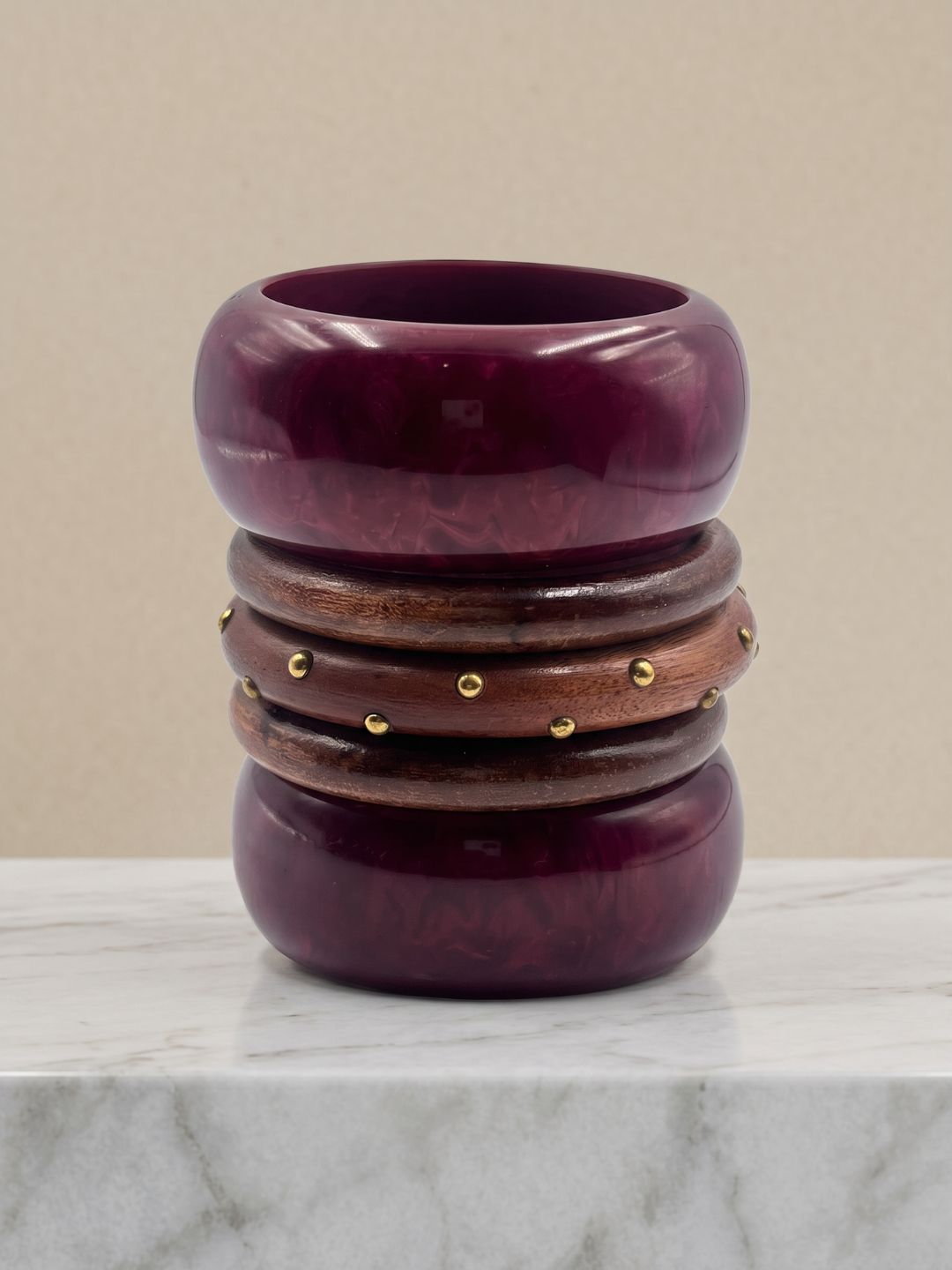 Rasin & wooden bangel stack combo of 5