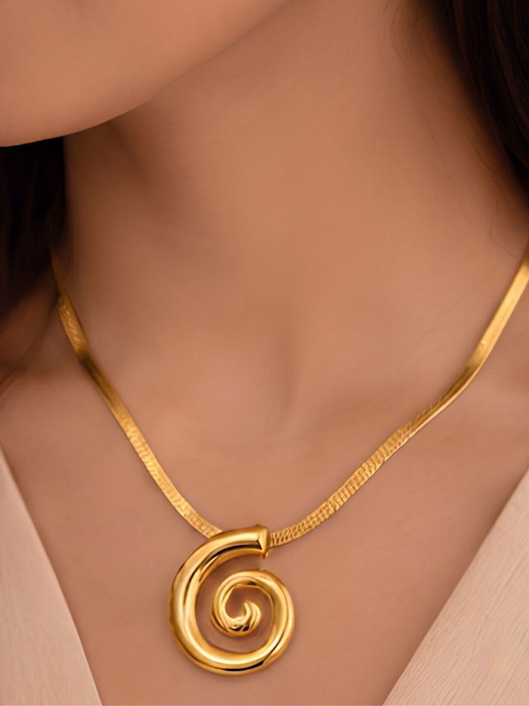 Gold Spiral Pendant Set with Earrings | Anti‑Tarnish Stainless Steel Jewelry for Women