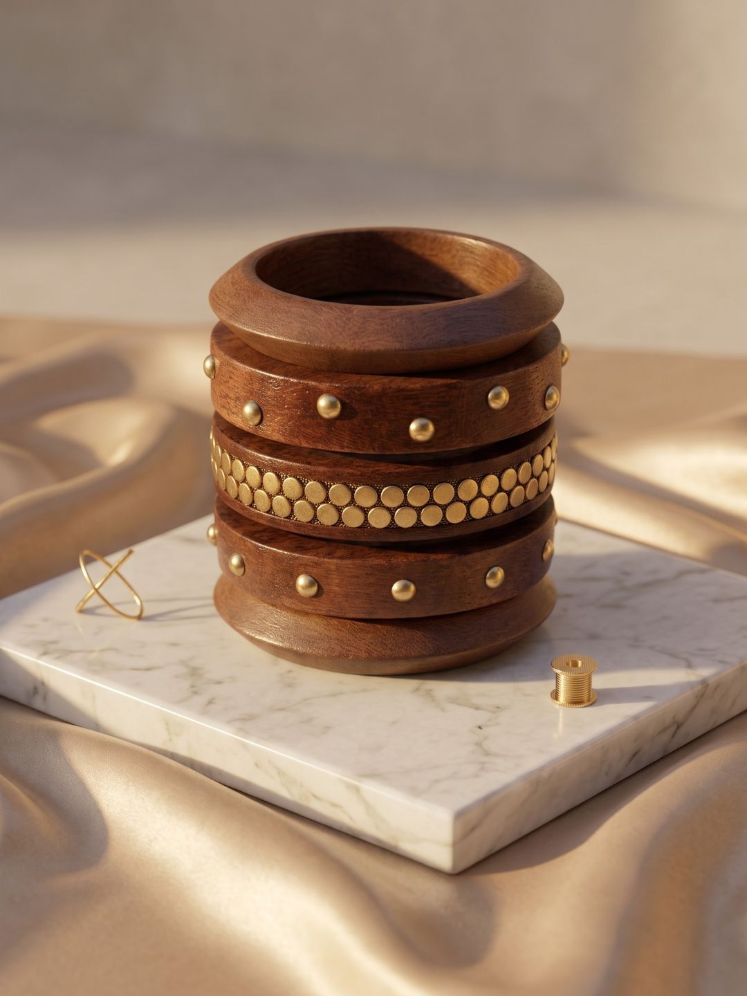Wooden bangle stack of 5