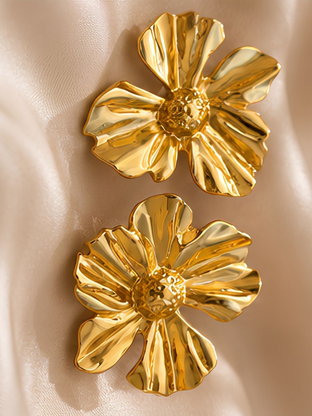 Gold Flower Pendant Set with Earrings | Anti‑Tarnish Stainless Steel Jewelry for Women