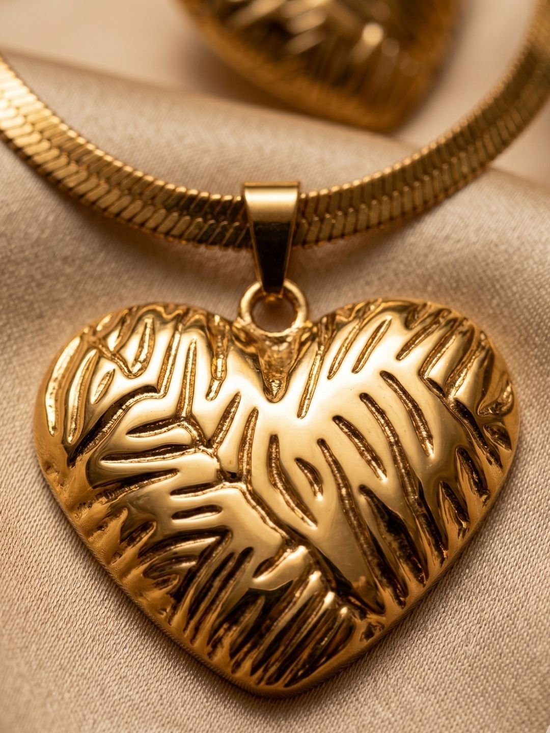 Elegant Gold Heart Pendant Necklace & Earrings | Anti‑Tarnish Stainless Steel Partywear Jewelry