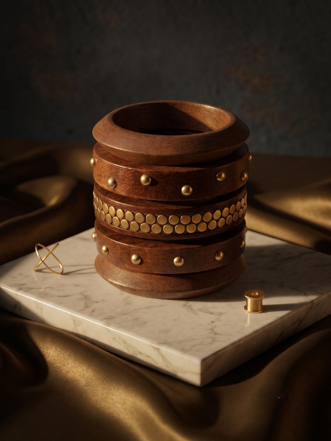 Wooden bangle stack of 5
