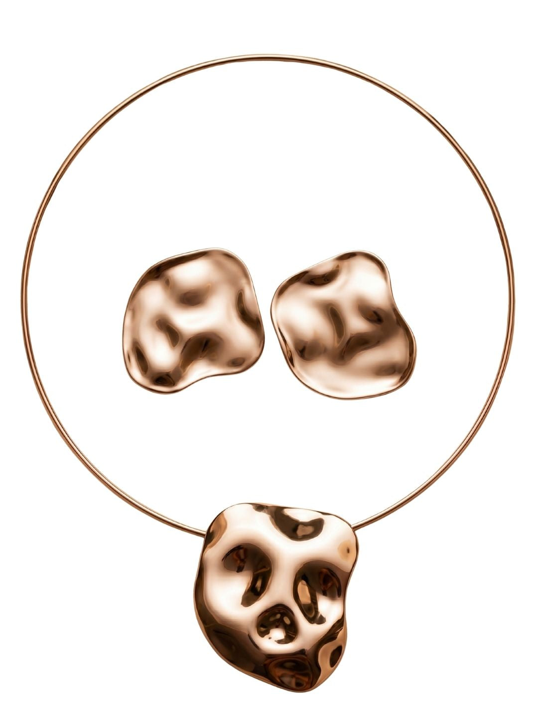 Gold Abstract Pendant Set with Earrings | Anti‑Tarnish Stainless Steel Designer Jewelry for Women
