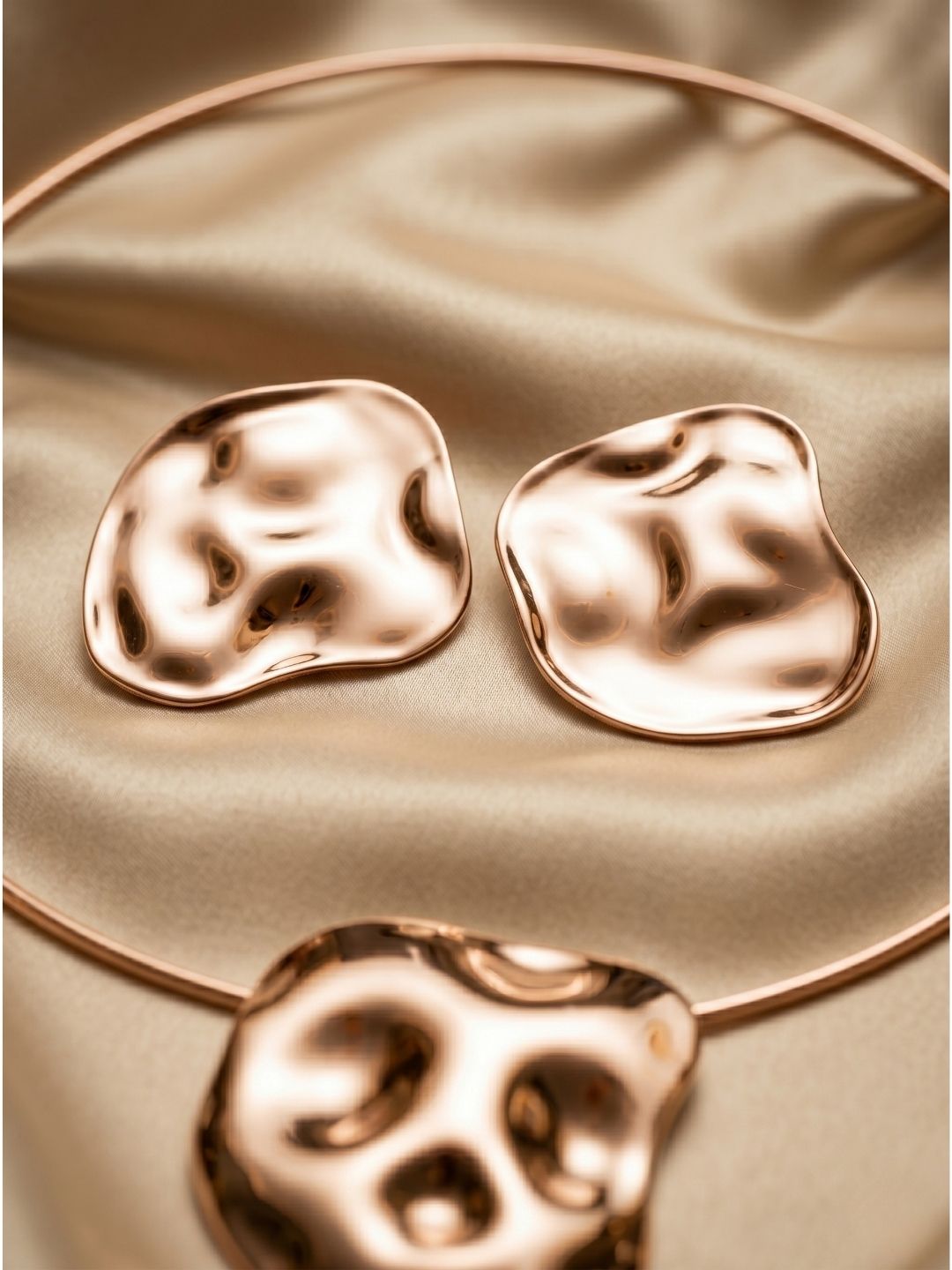 Gold Abstract Pendant Set with Earrings | Anti‑Tarnish Stainless Steel Designer Jewelry for Women