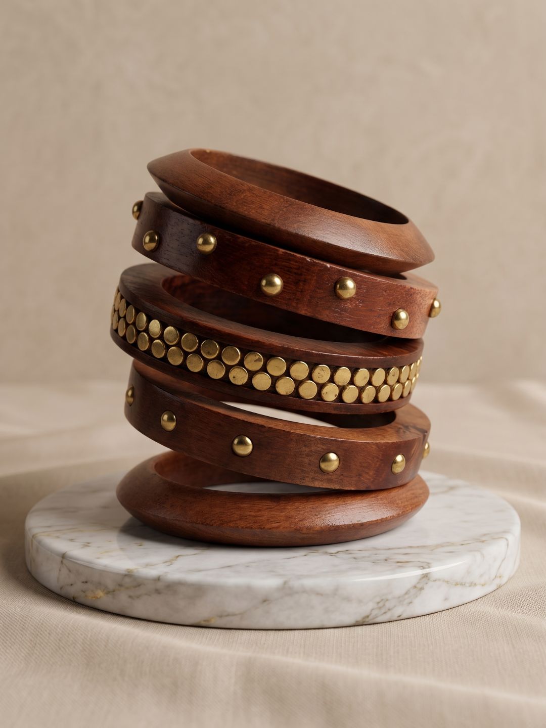 Wooden bangle stack of 5