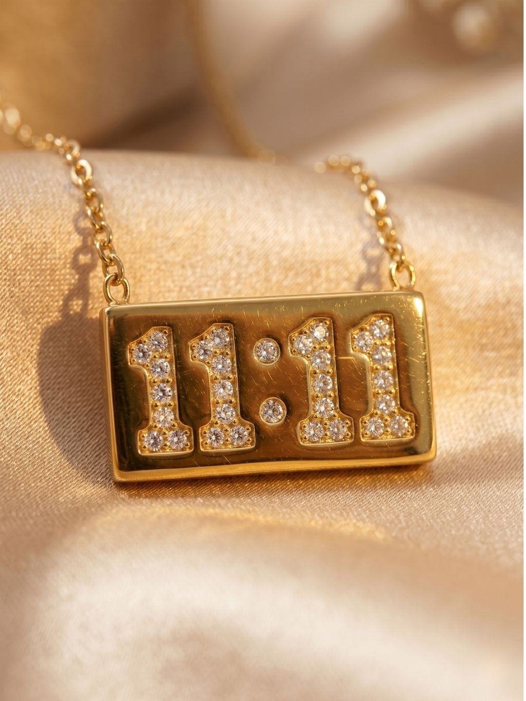 Gold 11:11 Pendant Necklace | Anti‑Tarnish Stainless Steel Lucky Jewelry for Women