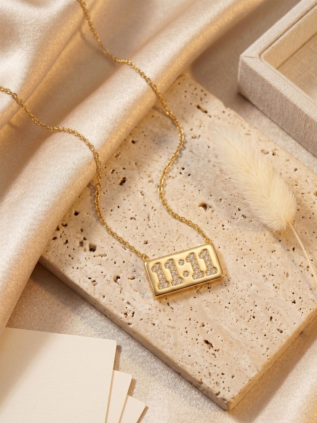 Gold 11:11 Pendant Necklace | Anti‑Tarnish Stainless Steel Lucky Jewelry for Women