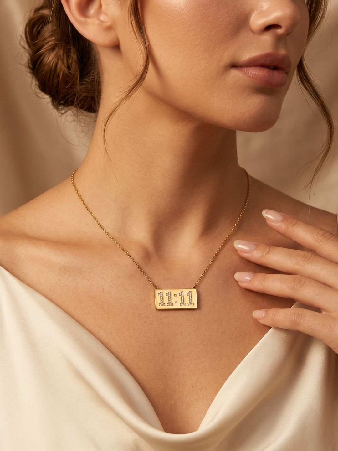 Gold 11:11 Pendant Necklace | Anti‑Tarnish Stainless Steel Lucky Jewelry for Women
