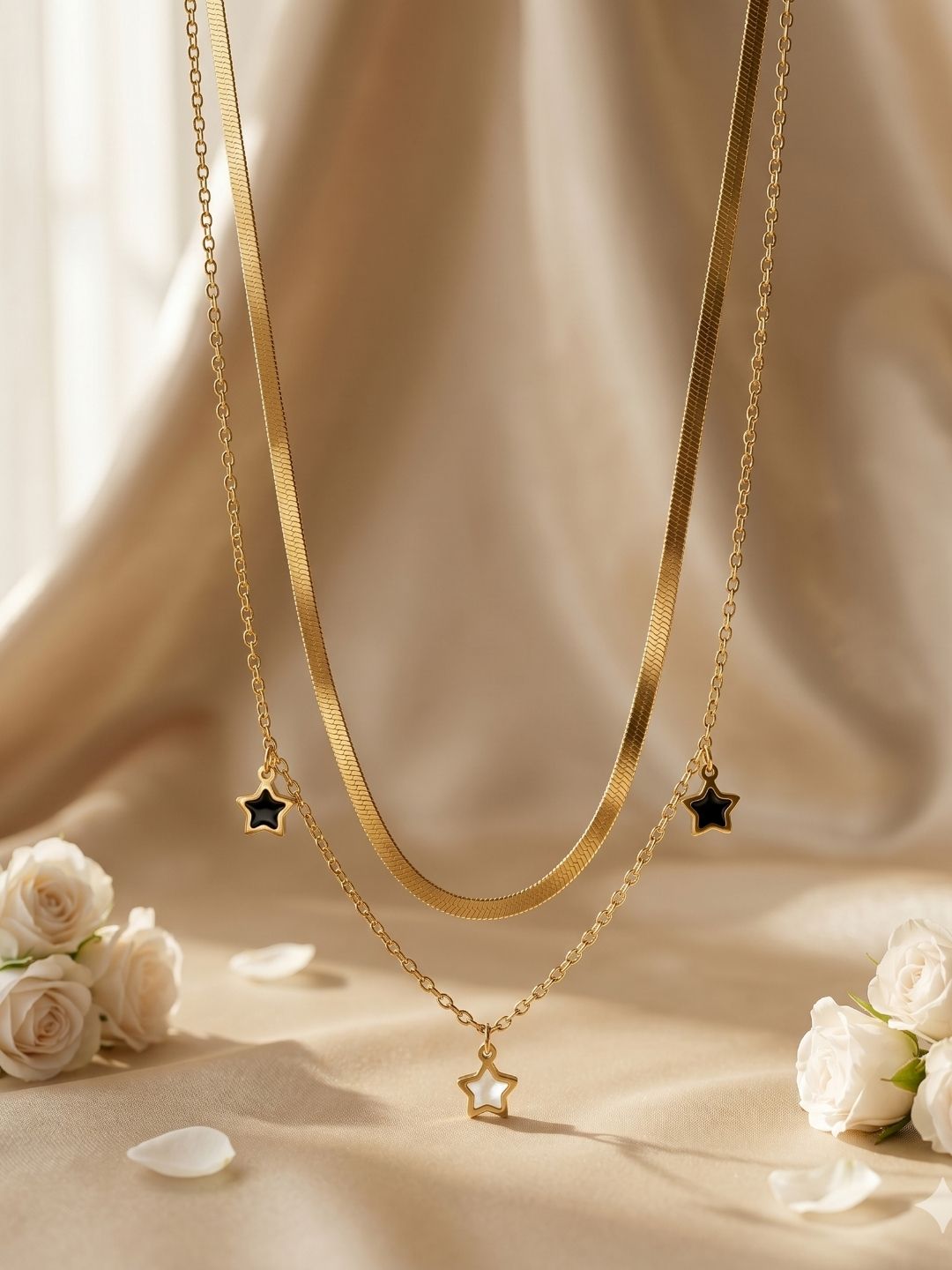 Gold Layered Star Pendant Necklace | Anti‑Tarnish Stainless Steel Fashion Jewelry for Women