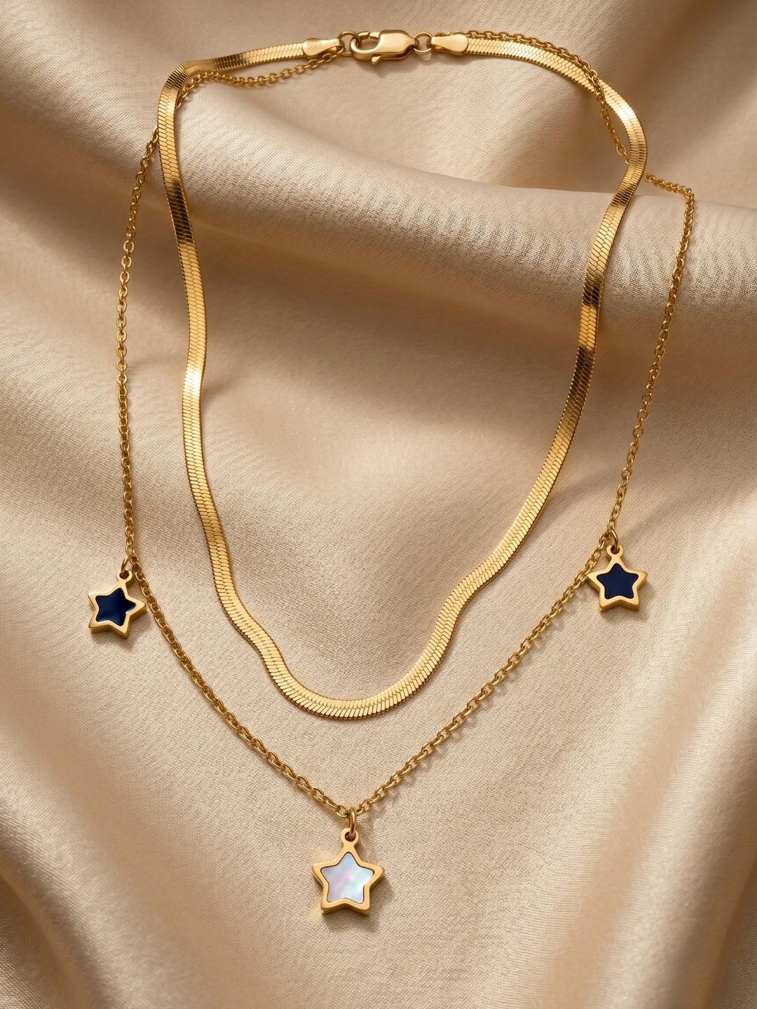 Gold Layered Star Pendant Necklace | Anti‑Tarnish Stainless Steel Fashion Jewelry for Women