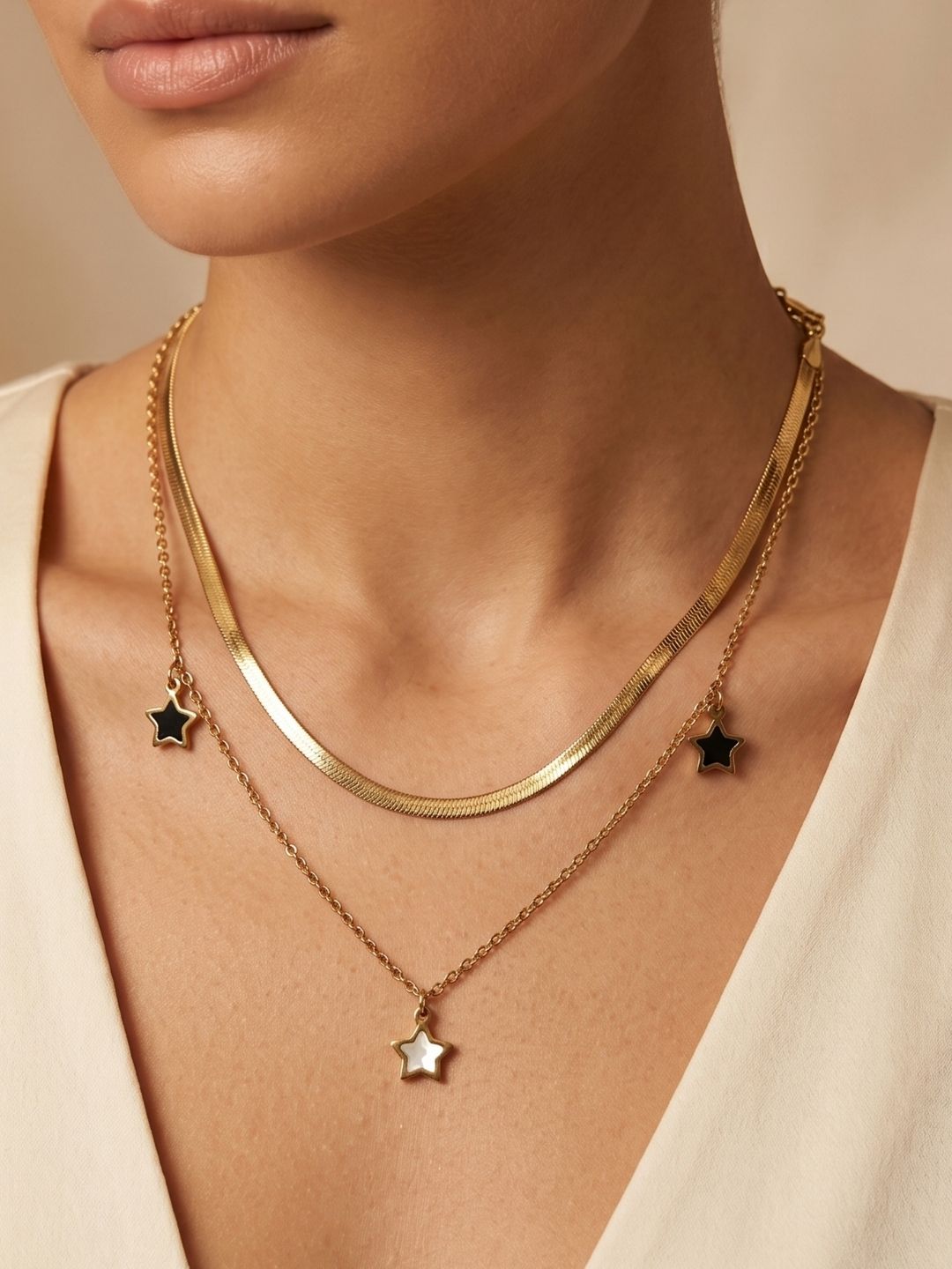 Gold Layered Star Pendant Necklace | Anti‑Tarnish Stainless Steel Fashion Jewelry for Women