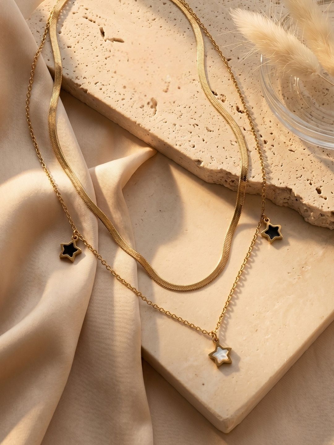 Gold Layered Star Pendant Necklace | Anti‑Tarnish Stainless Steel Fashion Jewelry for Women